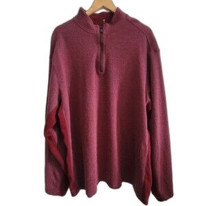 Roundtree and yorke Men's Burgundy Quarter-Zip Sweater size XLT